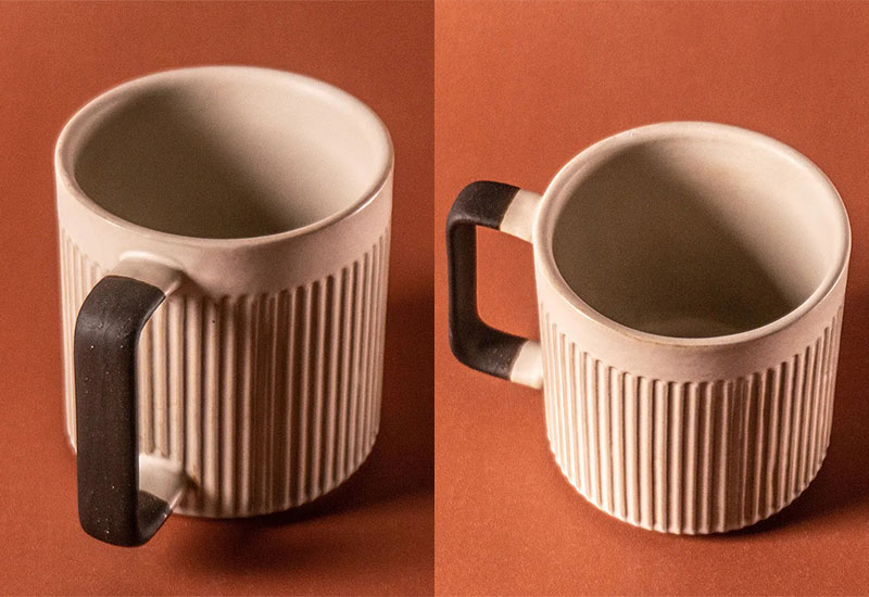 上作美器 粉引白-直紋馬克杯550ml